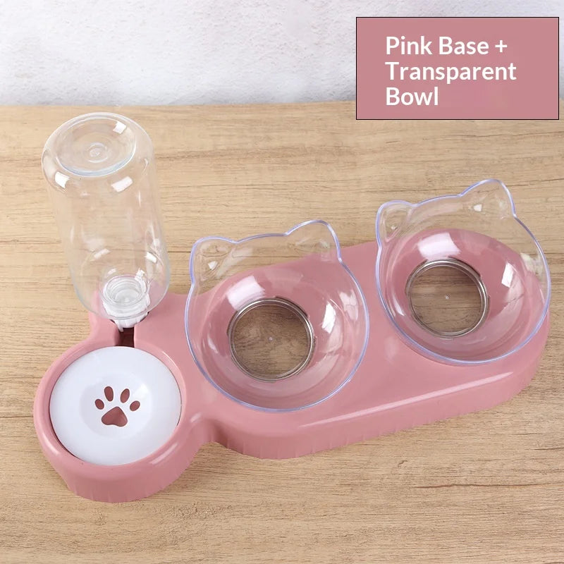 Sniff Joy 3-in-1 Anti-Tip Cat Feeder – Tilted Double & Single Bowl Set