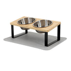 Sniff Joy Elevated Cat Bowl Set – 15° Tilted Stainless Steel Bowls with Mat