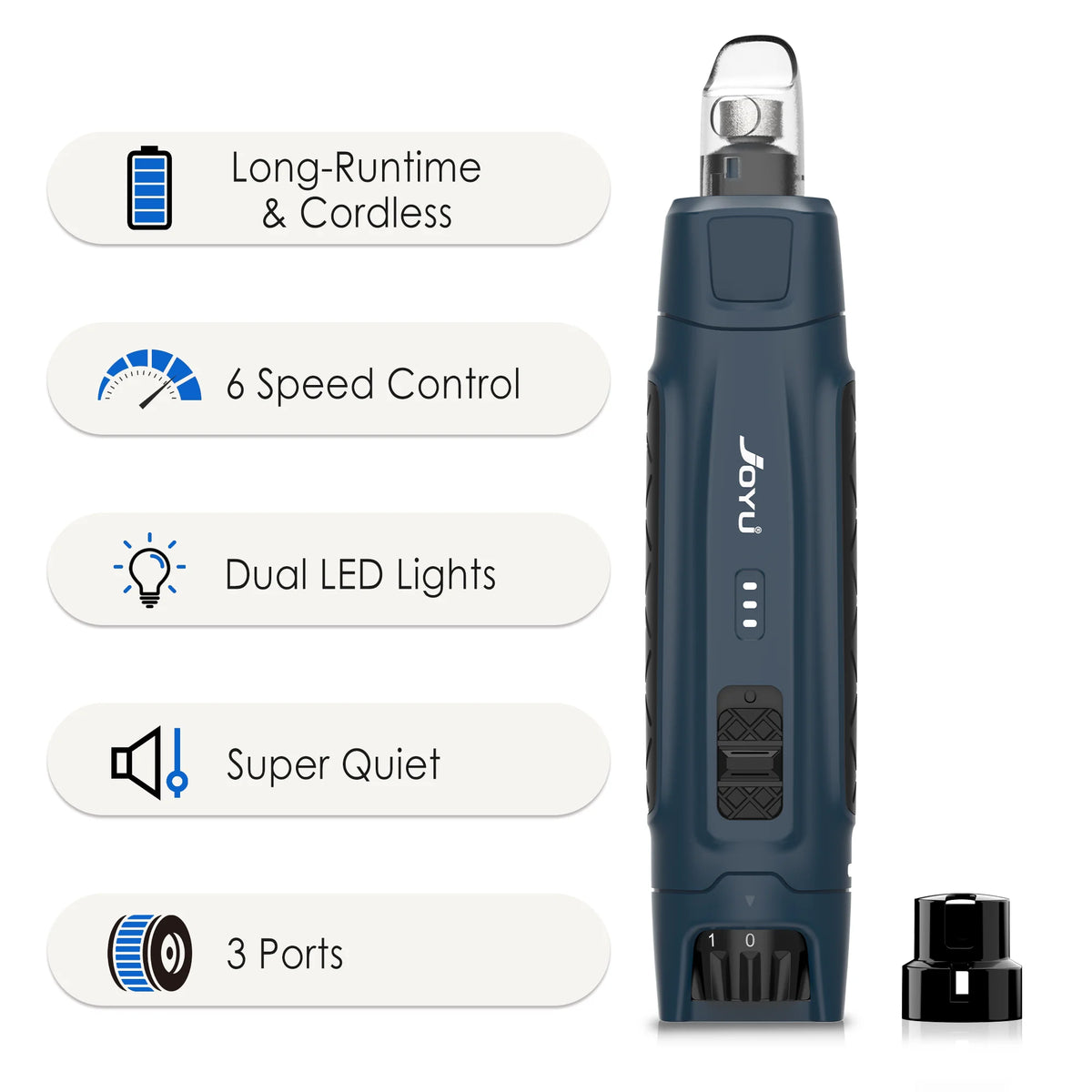 Sniff Joy 6-Speed Quiet Nail Grinder – Dual LED Rechargeable Trimmer