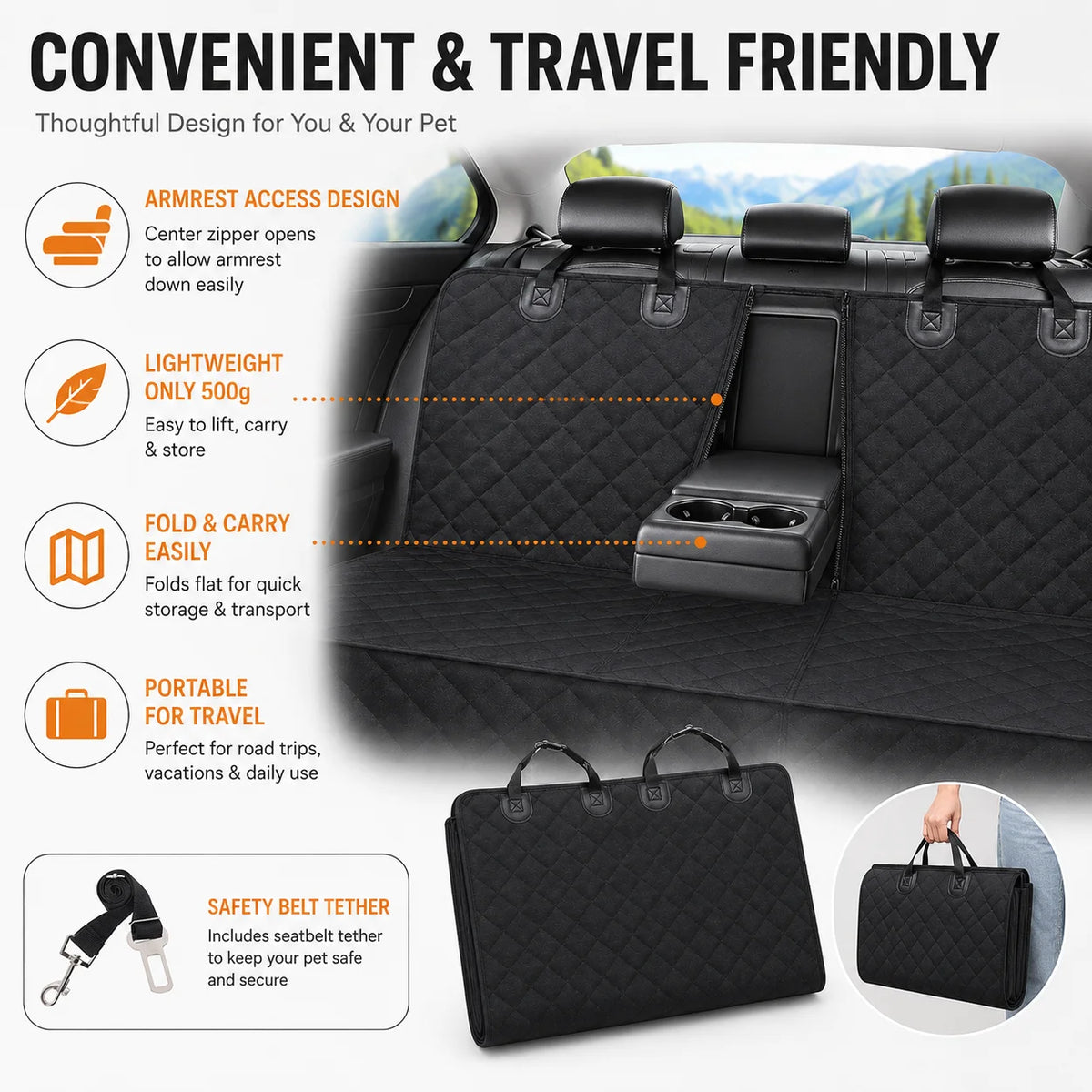 Sniff Joy Waterproof Rear Seat Cover – Quilted Car Protector