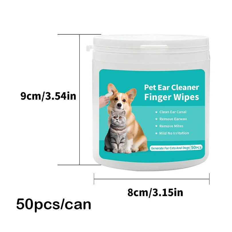Sniff Joy Ear Cleaning Wipes – 50-Pack Ear Mite & Wax Remover for Cats & Dogs