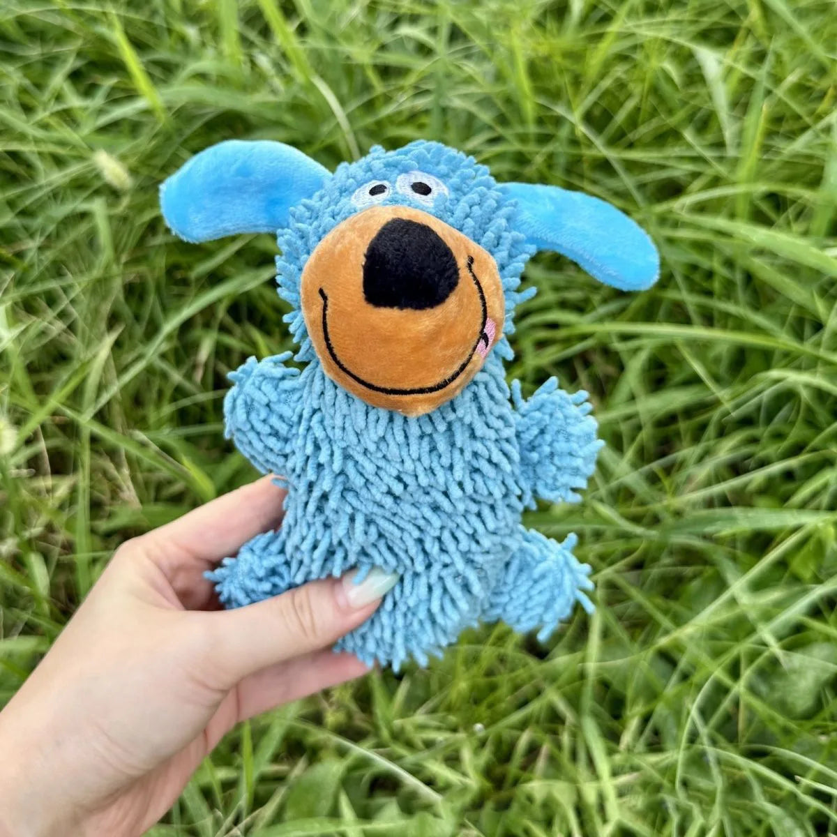 Sniff Joy Squeaky Mop Plush Dog Toy