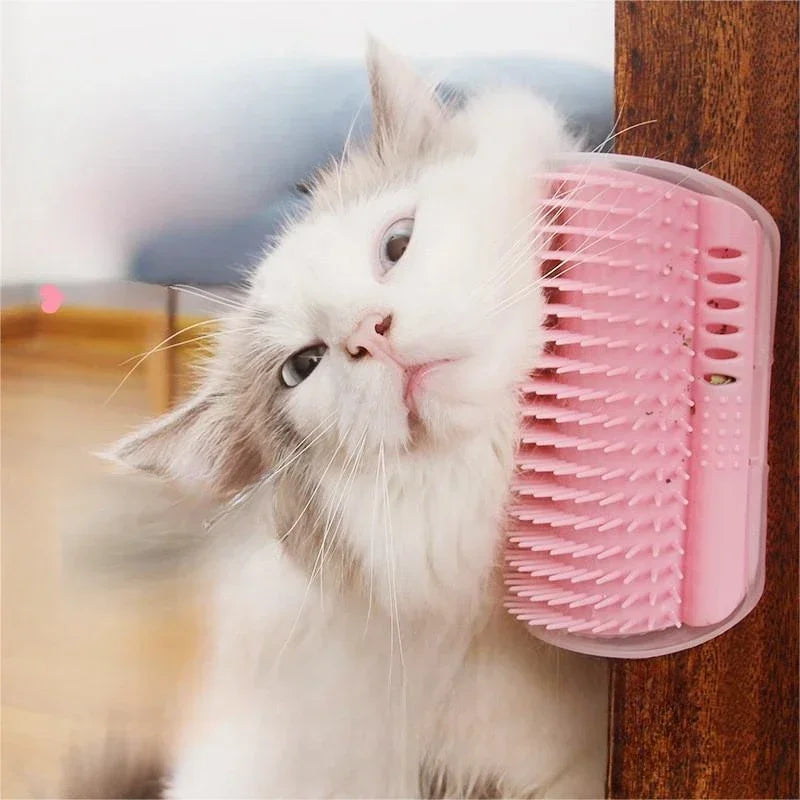 Sniff Joy Wall-Corner Cat Self Groomer – Massage Comb with Catnip Slot