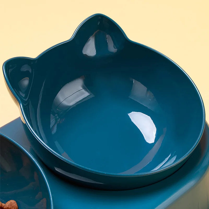 Sniff Joy 3-in-1 Anti-Tip Cat Feeder – Tilted Double & Single Bowl Set
