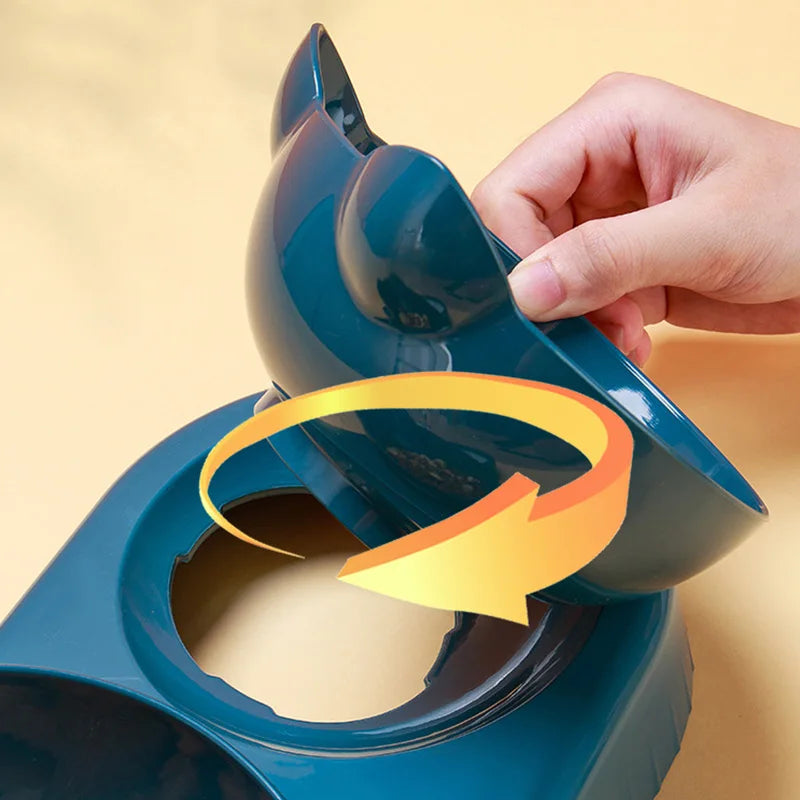 Sniff Joy 3-in-1 Anti-Tip Cat Feeder – Tilted Double & Single Bowl Set