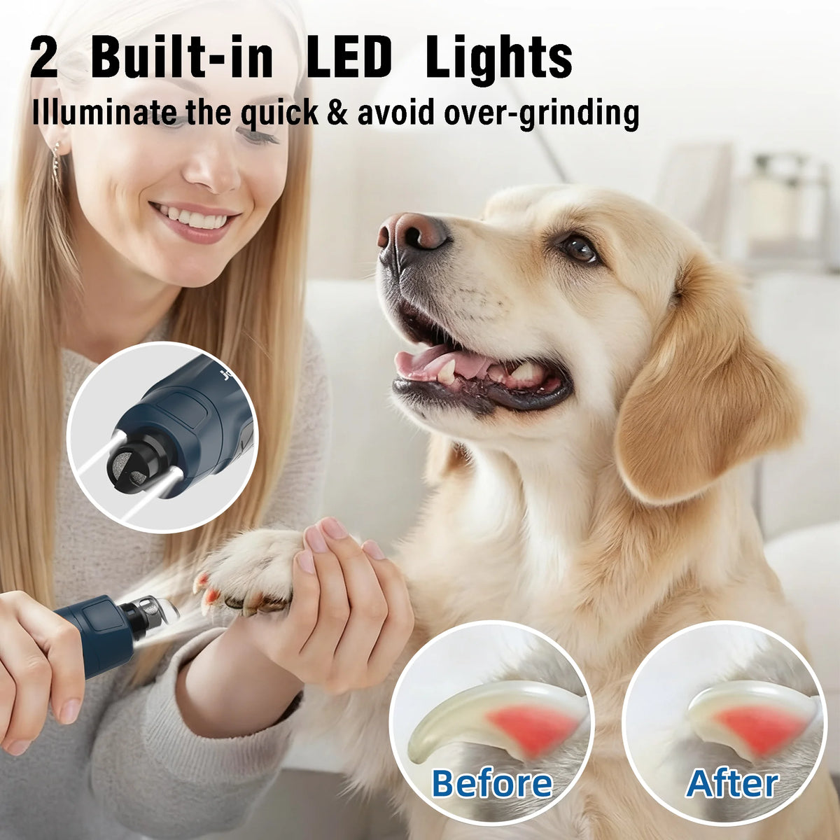 Sniff Joy 6-Speed Quiet Nail Grinder – Dual LED Rechargeable Trimmer