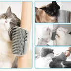 Sniff Joy Wall-Corner Cat Self Groomer – Massage Comb with Catnip Slot