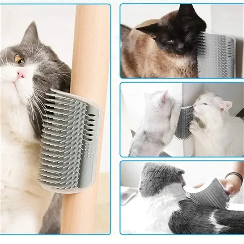 Sniff Joy Wall-Corner Cat Self Groomer – Massage Comb with Catnip Slot