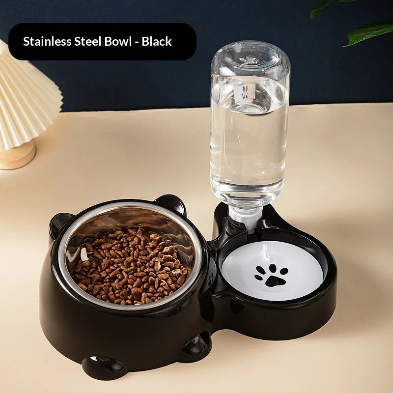 Sniff Joy 3-in-1 Anti-Tip Cat Feeder – Tilted Double & Single Bowl Set