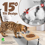 Sniff Joy Elevated Cat Bowl Set – 15° Tilted Stainless Steel Bowls with Mat