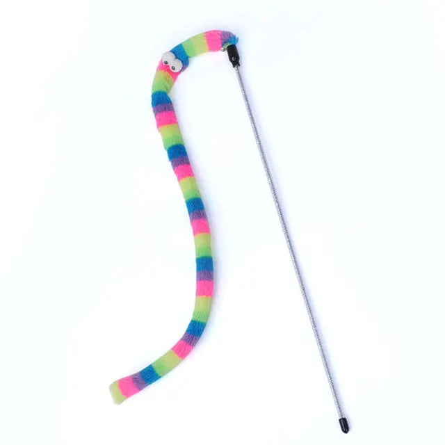 Sniff Joy Feather Teaser Wand – Interactive Caterpillar Cat Toy