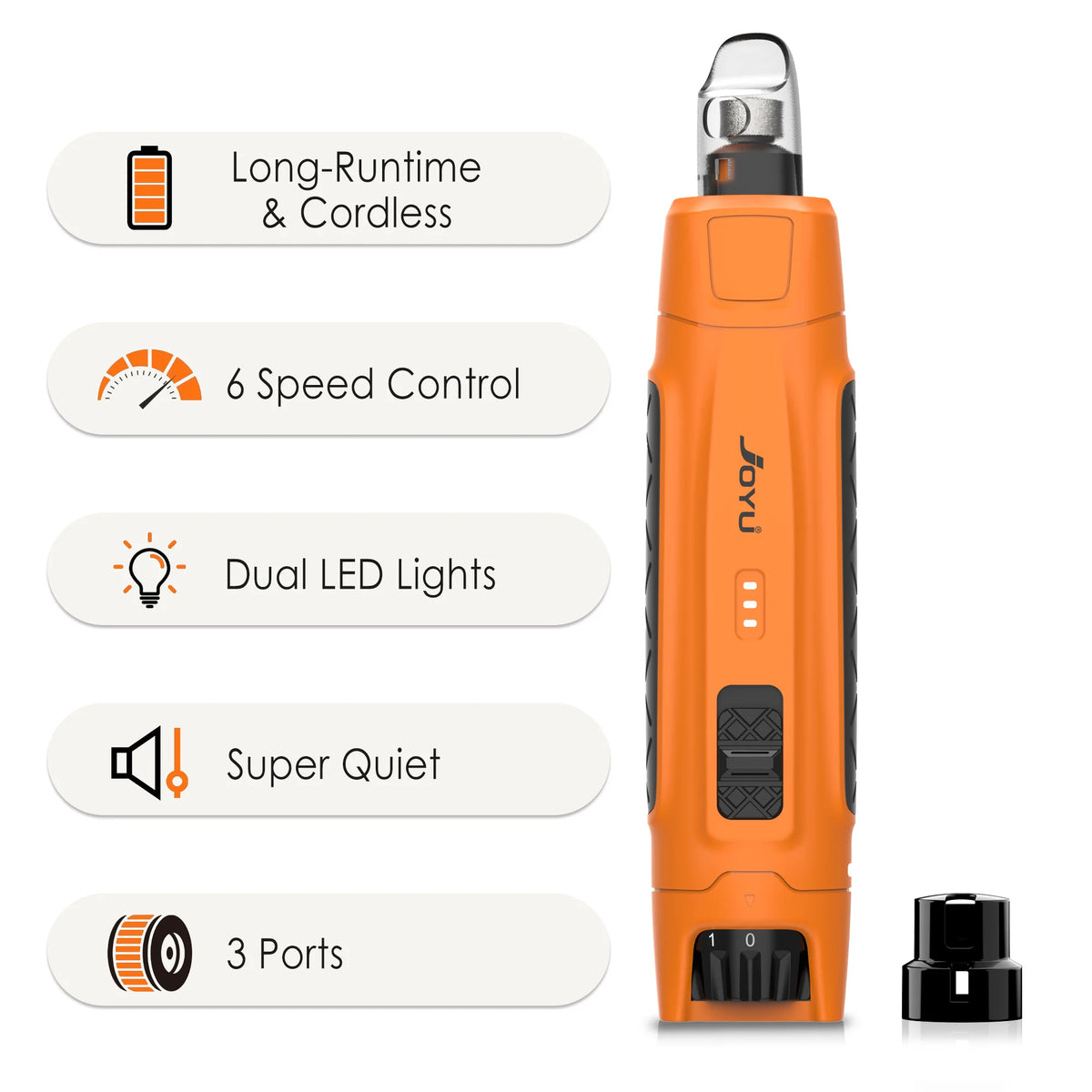 Sniff Joy 6-Speed Quiet Nail Grinder – Dual LED Rechargeable Trimmer