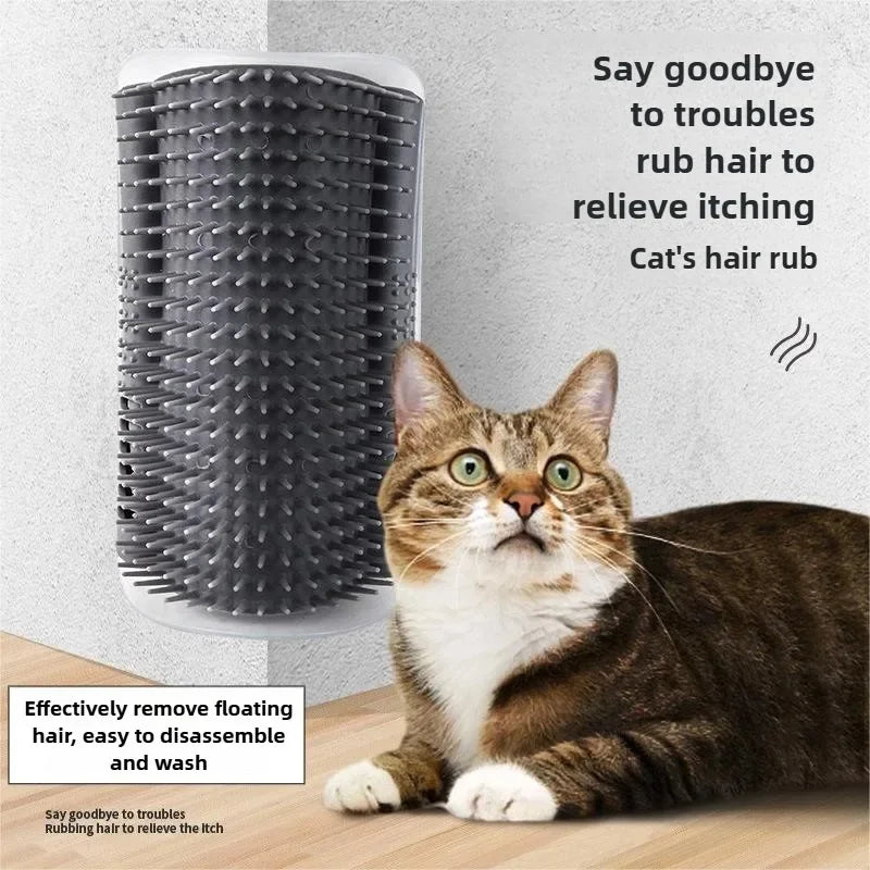 Sniff Joy Wall-Corner Cat Self Groomer – Massage Comb with Catnip Slot