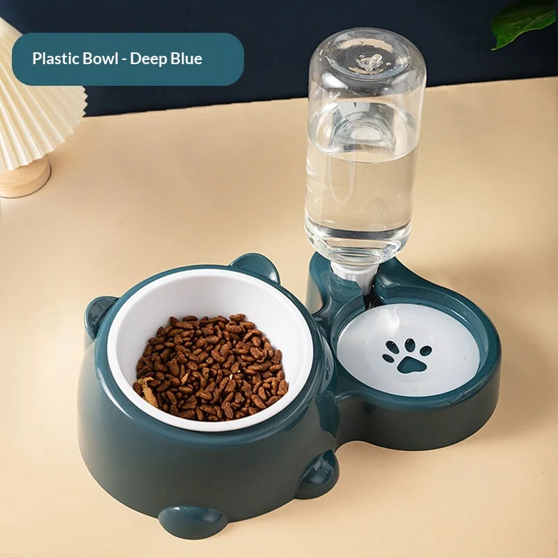 Sniff Joy 3-in-1 Anti-Tip Cat Feeder – Tilted Double & Single Bowl Set
