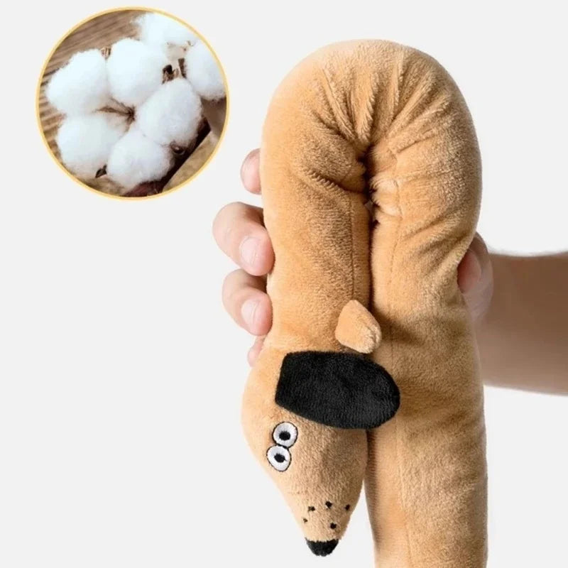 Sniff Joy Squeaky Dachshund Plush Toy – Long Sausage Tug Toy