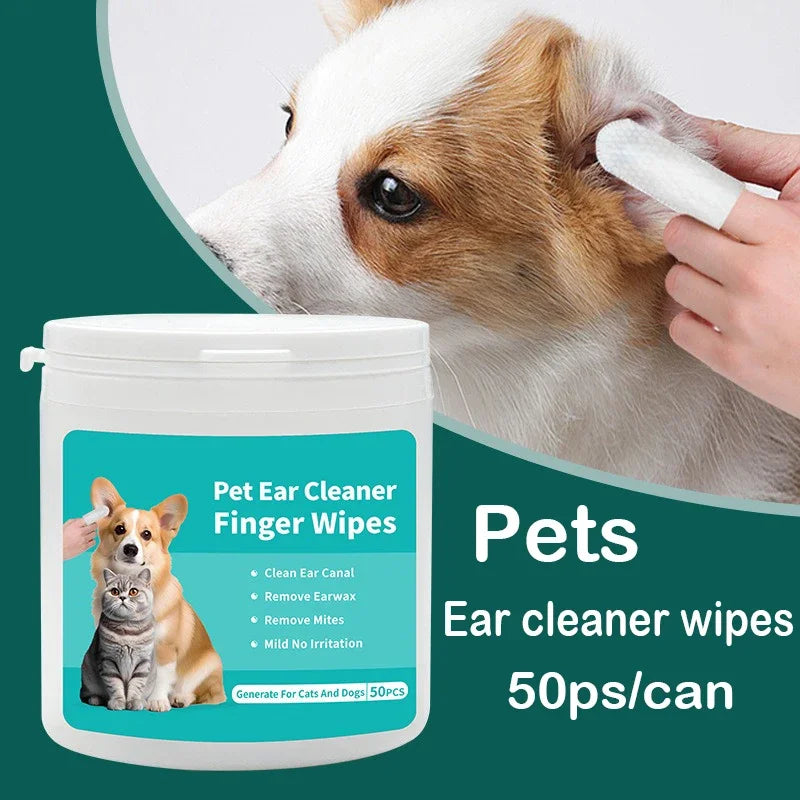 Sniff Joy Ear Cleaning Wipes – 50-Pack Ear Mite & Wax Remover for Cats & Dogs