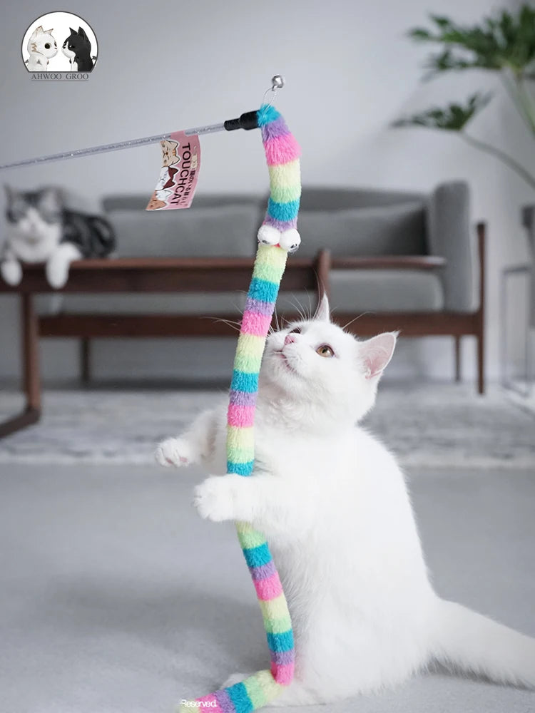 Sniff Joy Feather Teaser Wand – Interactive Caterpillar Cat Toy