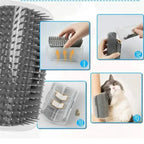 Sniff Joy Wall-Corner Cat Self Groomer – Massage Comb with Catnip Slot