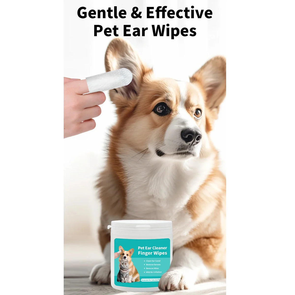 Sniff Joy Ear Cleaning Wipes – 50-Pack Ear Mite & Wax Remover for Cats & Dogs