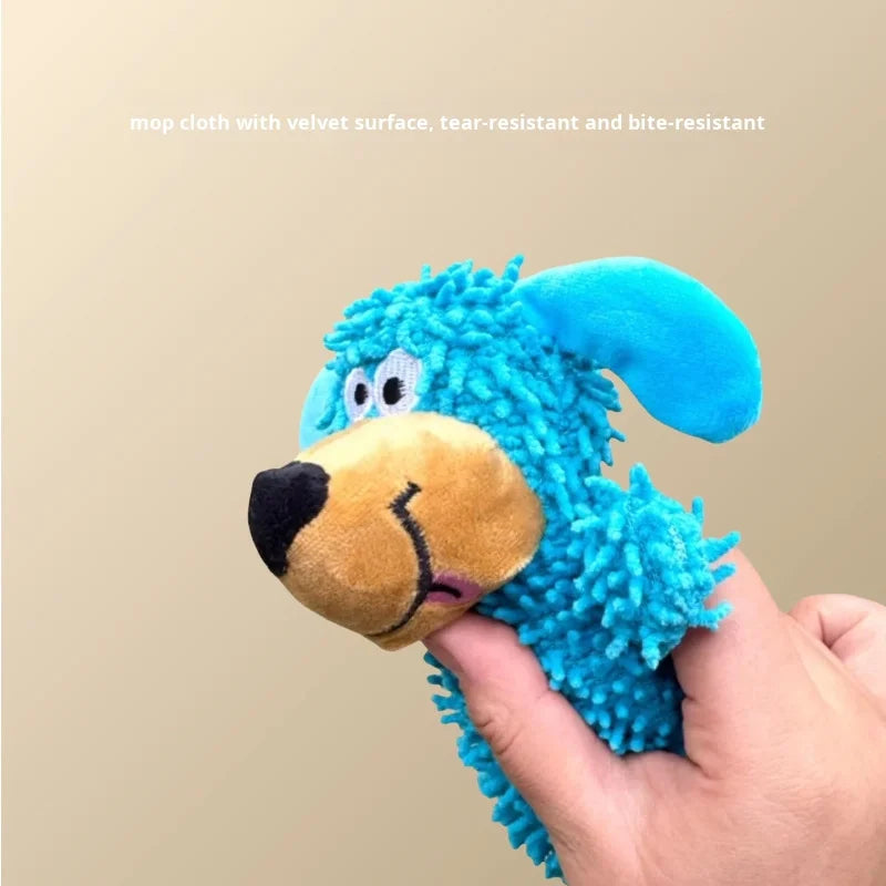 Sniff Joy Squeaky Mop Plush Dog Toy