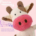 Sniff Joy Cow-Shaped Squeaky Plush Bone – Corduroy Chew Toy