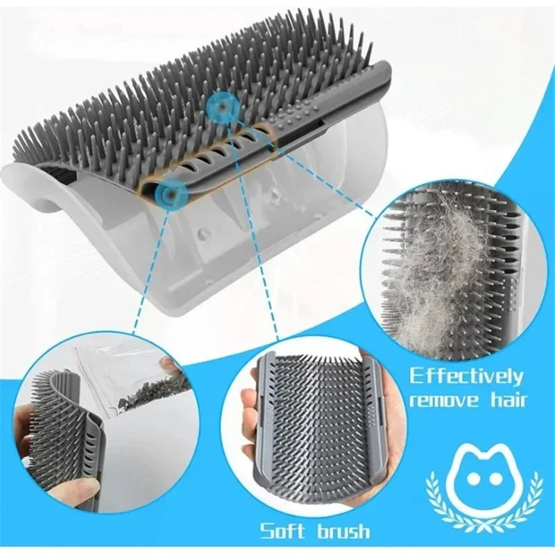 Sniff Joy Wall-Corner Cat Self Groomer – Massage Comb with Catnip Slot