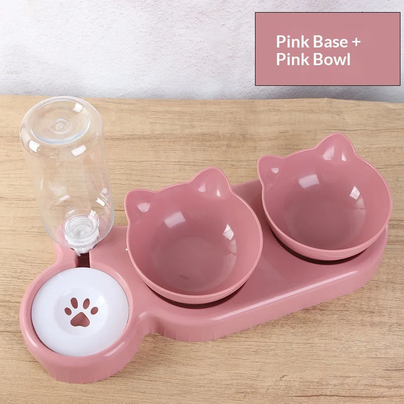 Sniff Joy 3-in-1 Anti-Tip Cat Feeder – Tilted Double & Single Bowl Set
