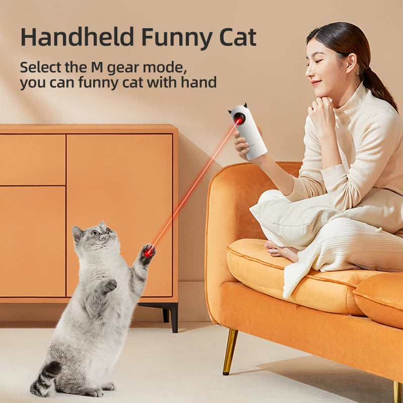 Sniff Joy Automatic LED Laser Cat Toy – Handheld & Smart Teasing Modes