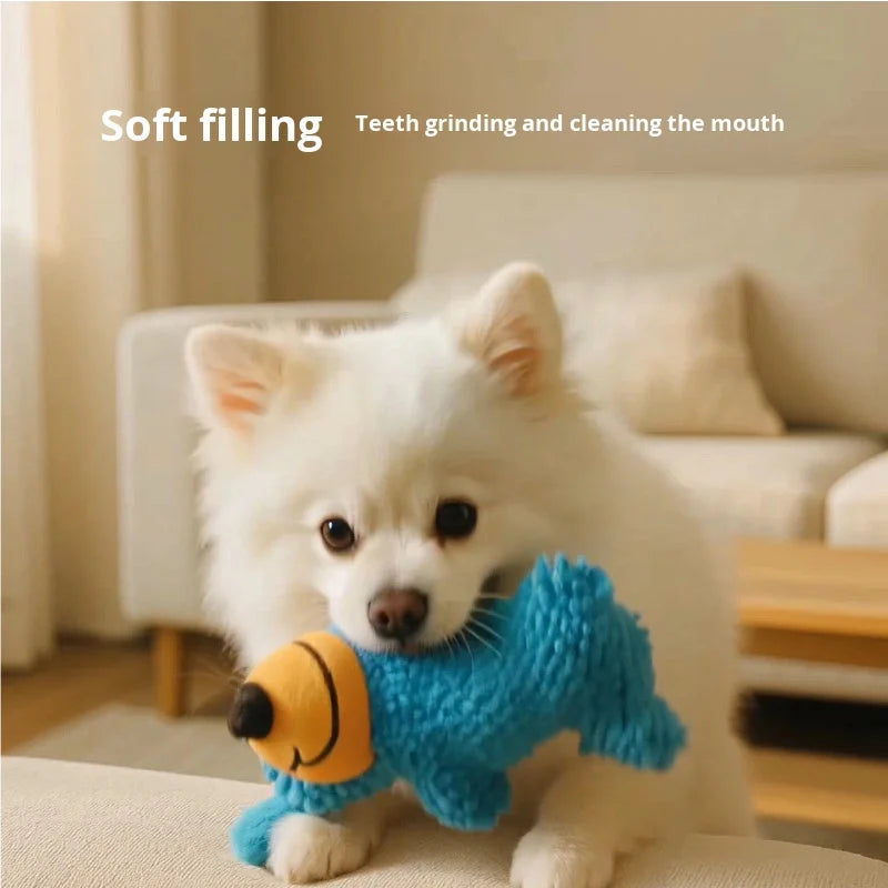 Sniff Joy Squeaky Mop Plush Dog Toy